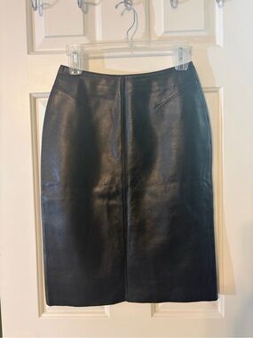 Pelle Studio Black Faux Leather Pencil Skirt — Sleek Center Seam